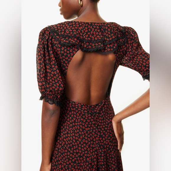 NWT Reformation Viral Women's Evra Lace Trim Open Back Maxi Dress Size 2 - Picture 6 of 14